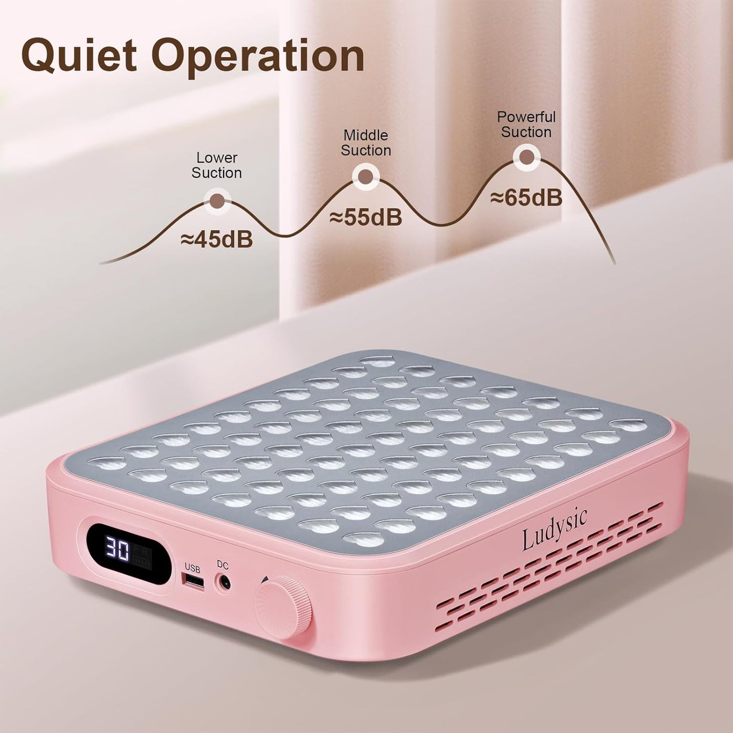 Nail Dust Collector with 2 Reusable Filters,Nail Vacuum Dust Collector Quiet for Nail Tech Art, Powerful Nail Fan and Duster Collector,Nail Vacuum Cleaner for Salon and Home(Pink)