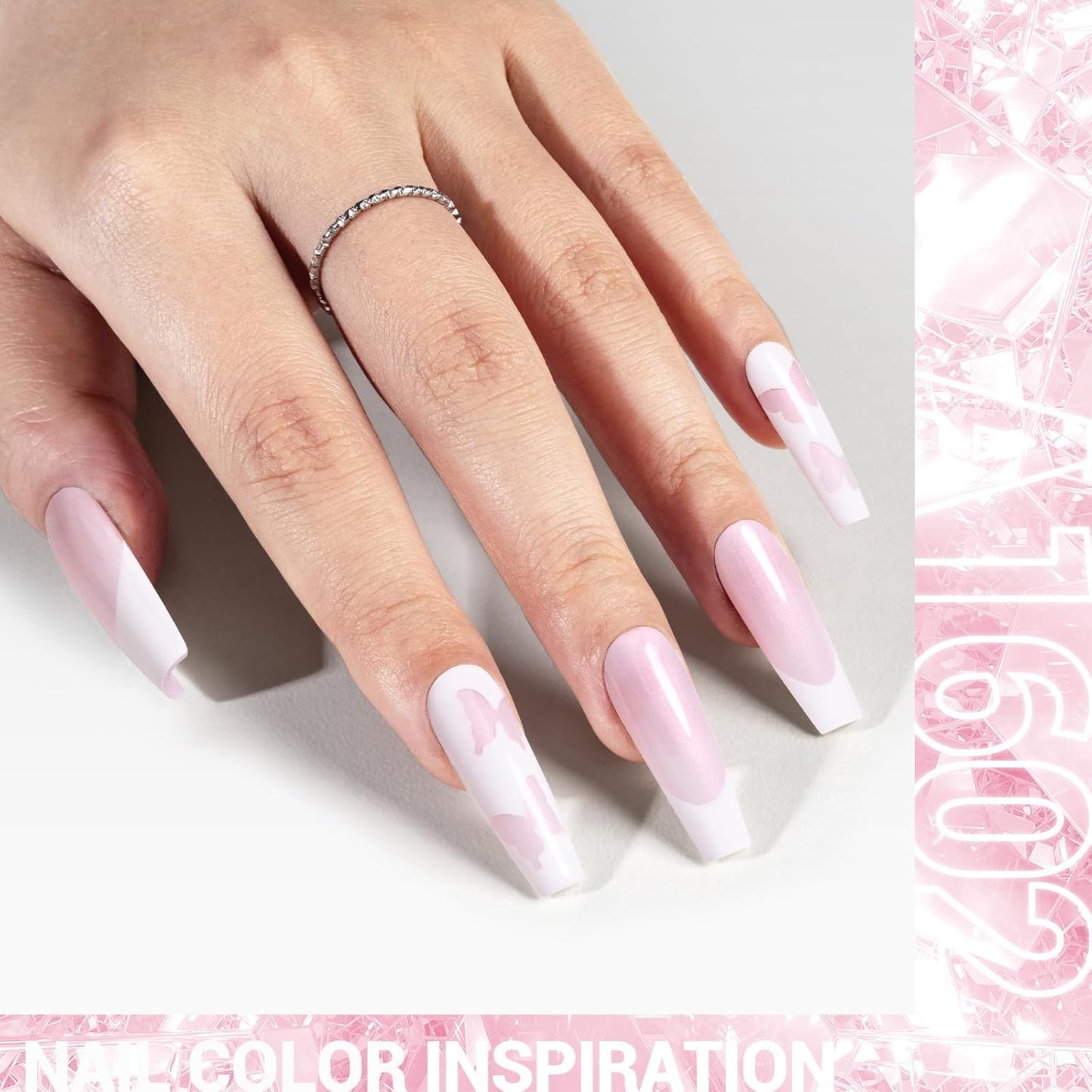MelodySusie Shimmer Pearl Pink Gel Nail Polish, 0.5fl oz Soak Off UV LED Thread Effect Swirl Shell Pink Gel Polish Gift for Women Nail Art Manicure Salon DIY Nail Design Decoration at Home-A1602