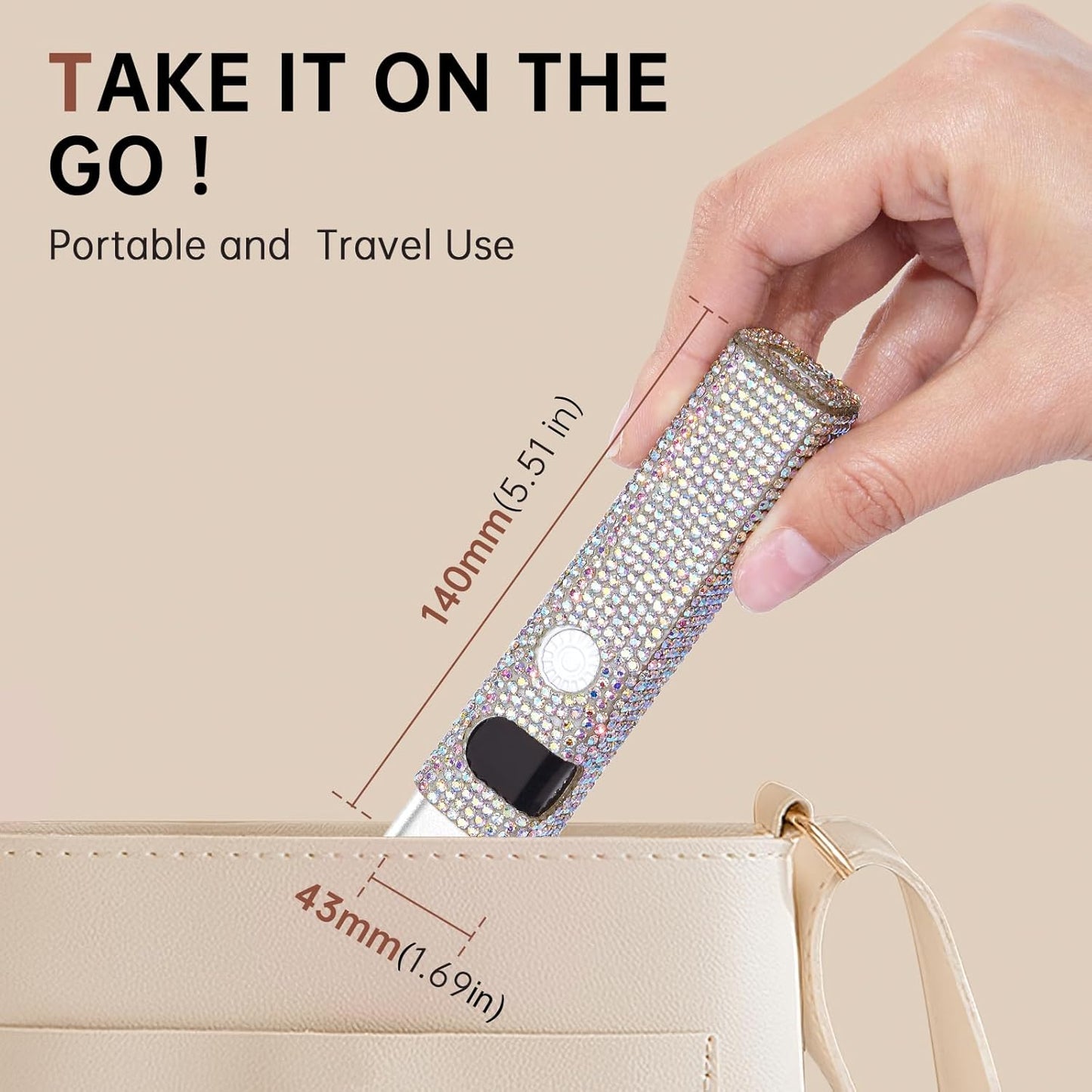 Handheld UV Light for Gel Nails,Mini LED Cordless Nail Lamp for Gel Nail Polish,Portable Flash Cure Lamp,Rechargeable USB Nail Dryer with LCD Display Fast Curing (White Diamond)