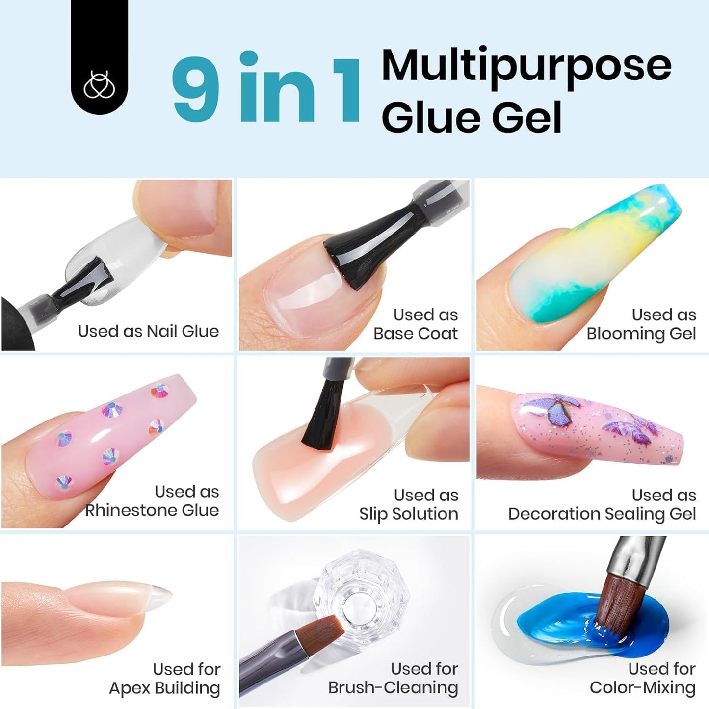 Beetles Gel Nail Kit Clear, Almond Medium, 240pcs 10 Sizes, with 9 in 1 Glue Mini UV&LED Lamp, Fall Nails, Acrylic False Tips Kit Easy Nail Extension Set for Home DIY Salon Gift for Girls