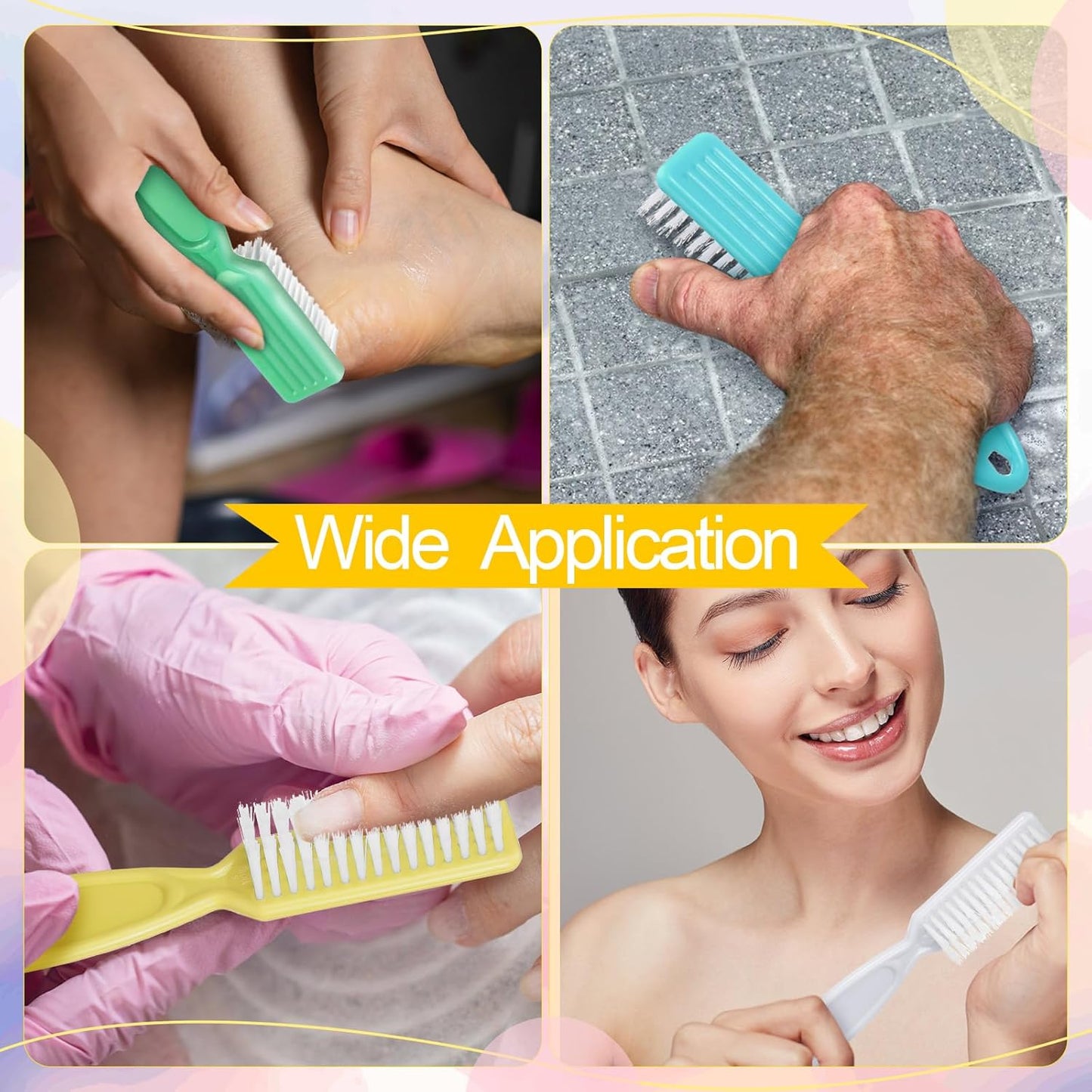 Mifoci 120 Pcs Handle Grip Nail Brush for Cleaning Fingernails Cleaner Scrub Brush Bulk Hand Cleaning Brushes Soft Stiff Bristles Pedicure Manicure Tools for Nail and Toe (Macaron Color)