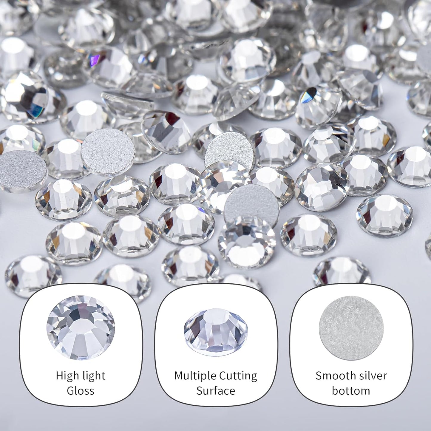 10000PCS Clear Rhinestones Bulk, Flat Back Crystal Glass Stone Round Gems,SS20, 4.6-4.8mm