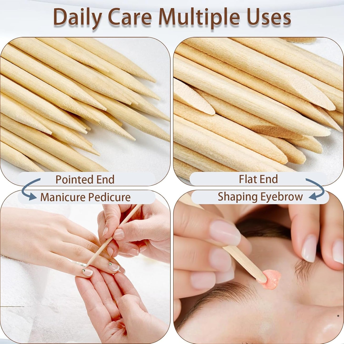 GOLD HONEY 360PCS Cuticle Pusher Wood in Boxed - 4.5 Inch Double Sided Orangewood Sticks for Nails Used - Professional Manicure & Cuticle Remover - Manicure Pedicure Tool