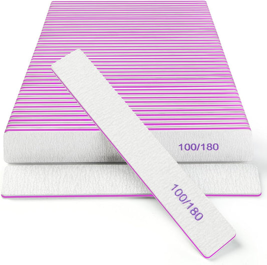 Nail Files (30 Pack), 100/180 Grit Double Sided Emery Boards for Natural & Acrylic Nails, Reusable Manicure for Women & Men, Professional Fingernail Filer & Lima de Uñas for Salon & Home Use