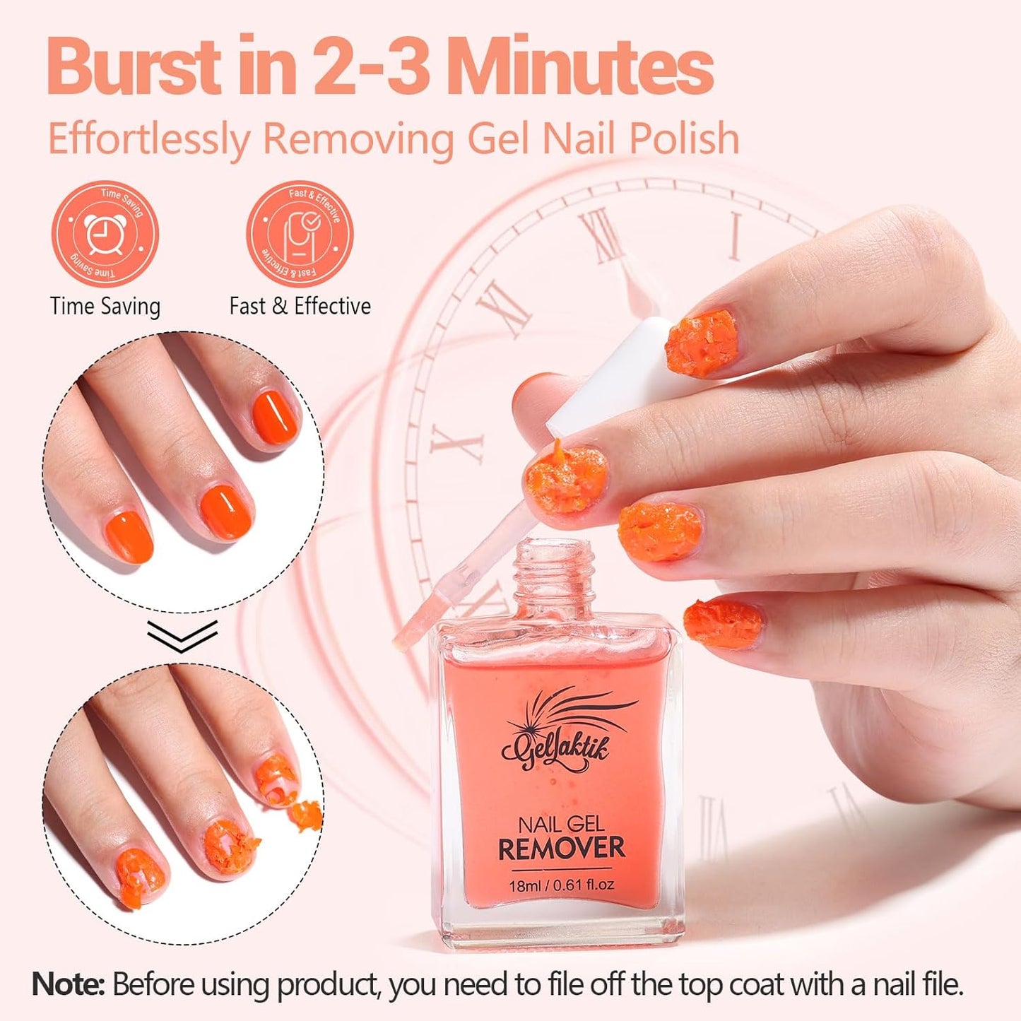 Gel Polish Remover Kit, 18ml×3 Set with Cuticle Oil & Liquid Latex Tape, No Soaking, Wrapping Required, Removes Gel Nails in 3-5 Mins, Includes Nail Pusher & File for Complete Nail Care