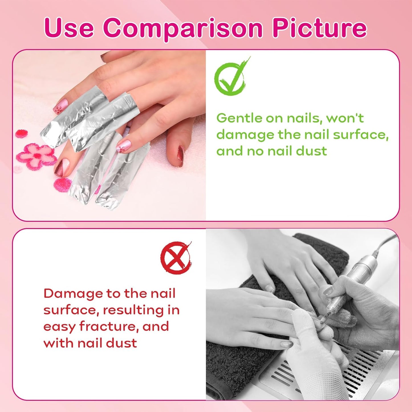 400 pcs Nail Polish Remover Foil Nail Wraps, Nail Foils Soak Off, Gel Finger Polish Remover Foil Wraps with Pre-attached Lint Free Larger Cotton Pad for Nails Removal