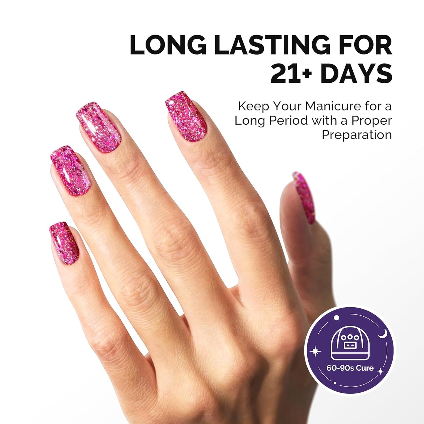 MelodySusie Galaliver Glitter Gel Nail Polish, 15ML Sparkly Shimmer Gel Polish Soak Off UV LED Cured Long Lasting Gift for Women DIY Nail Design Nail Art Manicure Romantic Pink X14