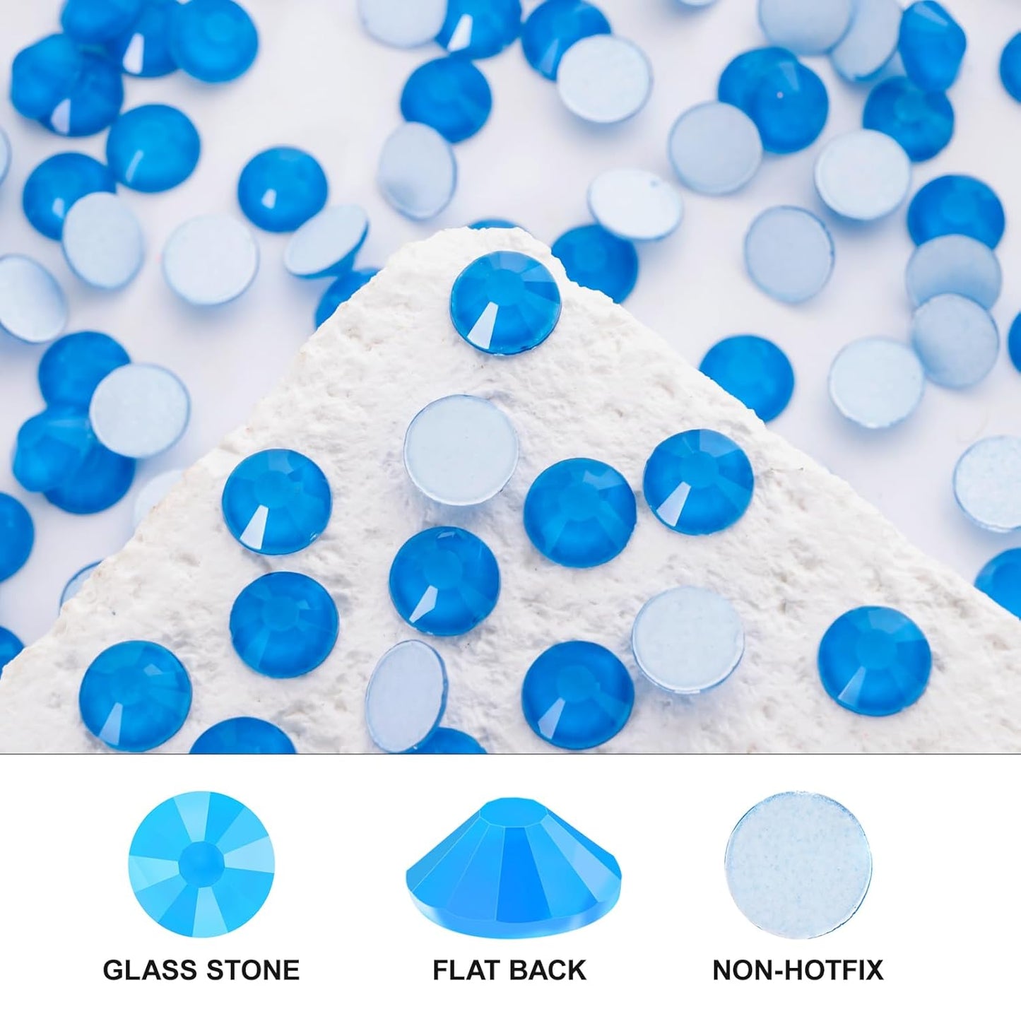Novani 3000 Pieces Flatback Rhinestones Glass Round Gems Neon-Blue Crystals for Nail Art DIY Crafts Clothes Shoes,SS6,1.9-2.0mm