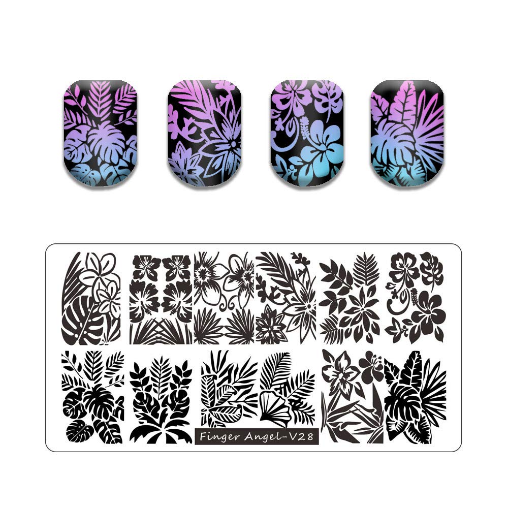 13pcs Stamping Nail Art Plates Set with 2 Stamper, 2 Scraper, Storage Bag - Leaves, Flowers, Animal Nail Plate Templates