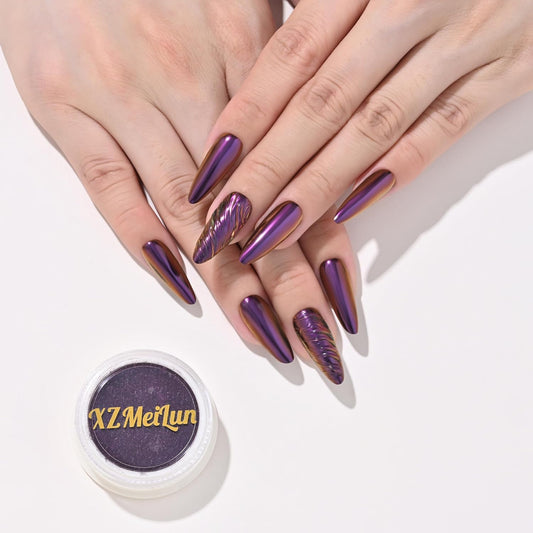 Chameleon Chrome Nail Powder, Big-Capacity0.8g Aurora Yellow Turns Purple Mermaid Aurora Powder Pigment Pearlescent Nail Art Glitter Decoration, Can mixed With Builder Gel Nail Polish For Use