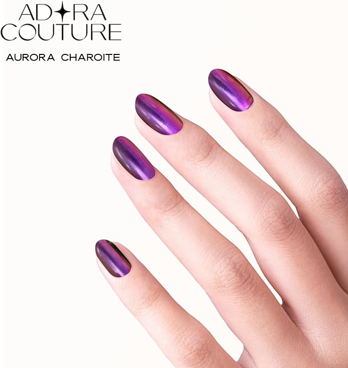 Semi Cured Gel Nail Strips with 30 Pieces - Salon Quality Manicure Kit for Women Easy Application Wraps Includes Prep Pads Nail File Wooden Stick, UV Light Required (Purple Aurora)