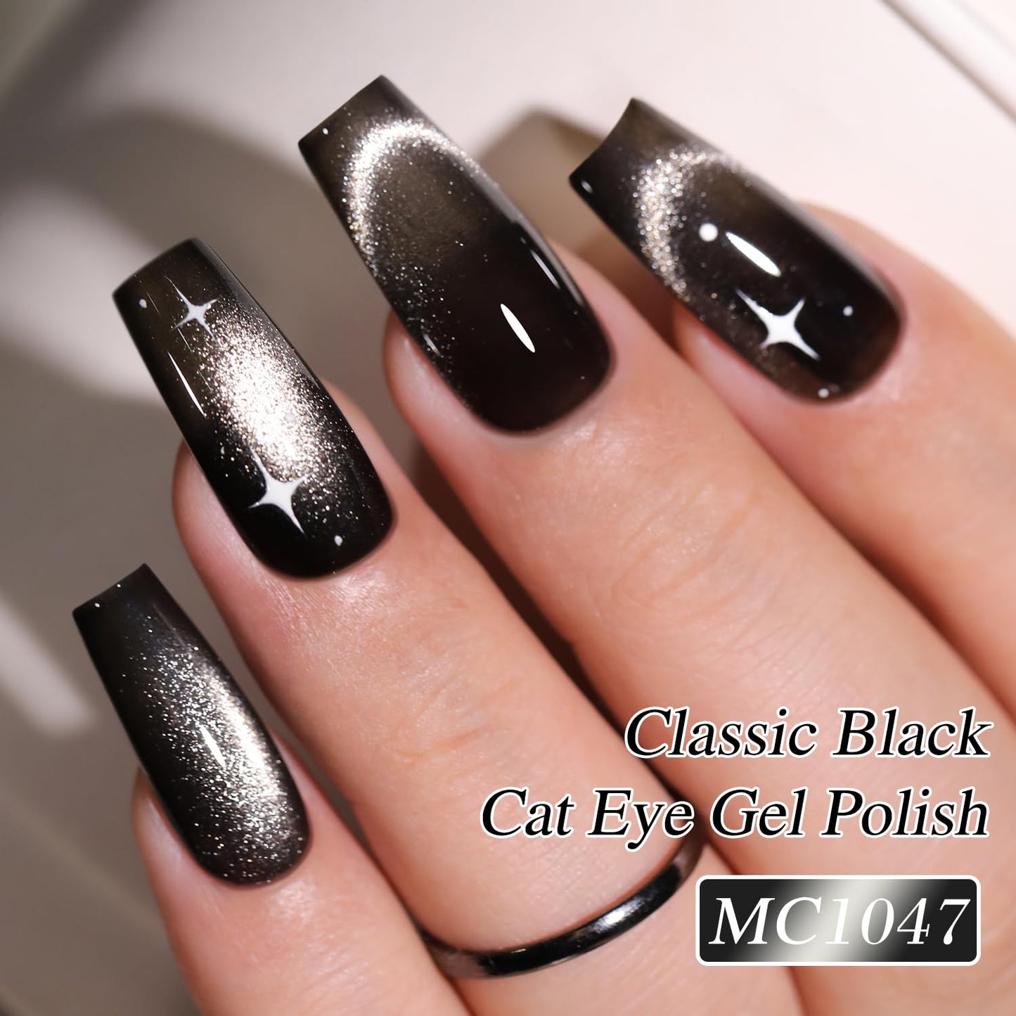 Double Rhythm 0.5 OZ Cat Eye Gel Polish with Magnet 15ML Holographic Glitter Shimmer Translucent Jelly Color Magnetic Nail Polish Salon DIY at Home (MC1047)