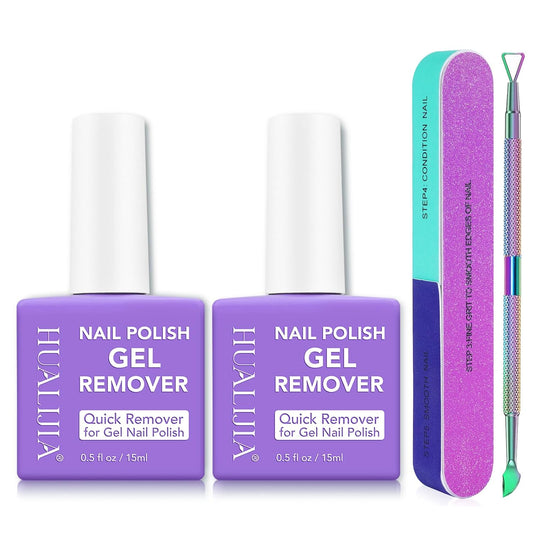 2 Pack Gel Nail Polish Remover Kit, Gel Polish Remover for Nails - Quickily and Easily Removes Gel Nail Polish at Home in 2-5 Mins - No Need for Foil, Soaking or Wrapping,15ml