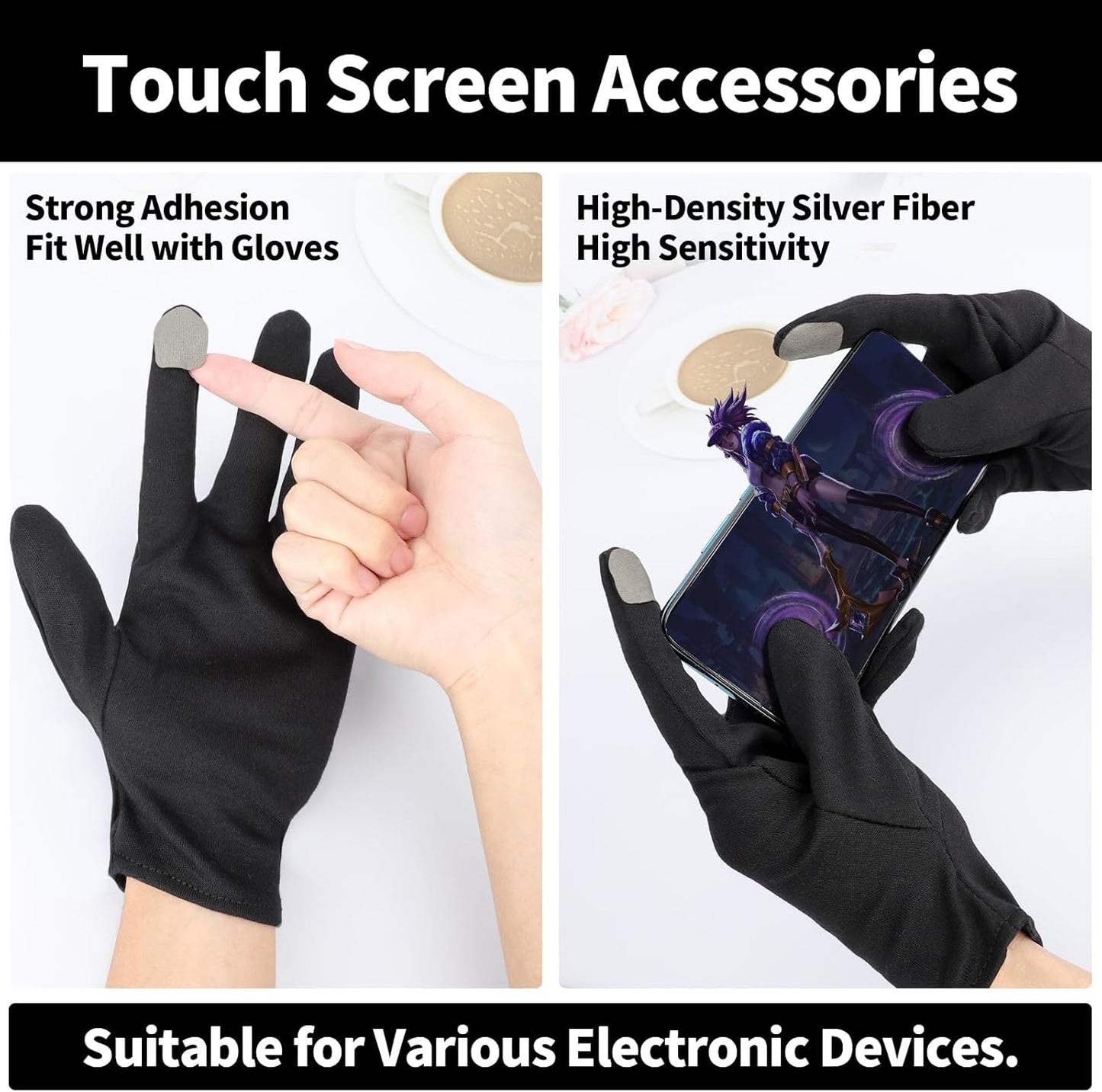 Touch Screen Gloves, Black Cotton Gloves for Dry Hands Sleeping, Moisturizing Gloves Black Gloves Men and Women, 10 Pairs Black Work Gloves for Photography, Coin Handling, Jewelry, Large