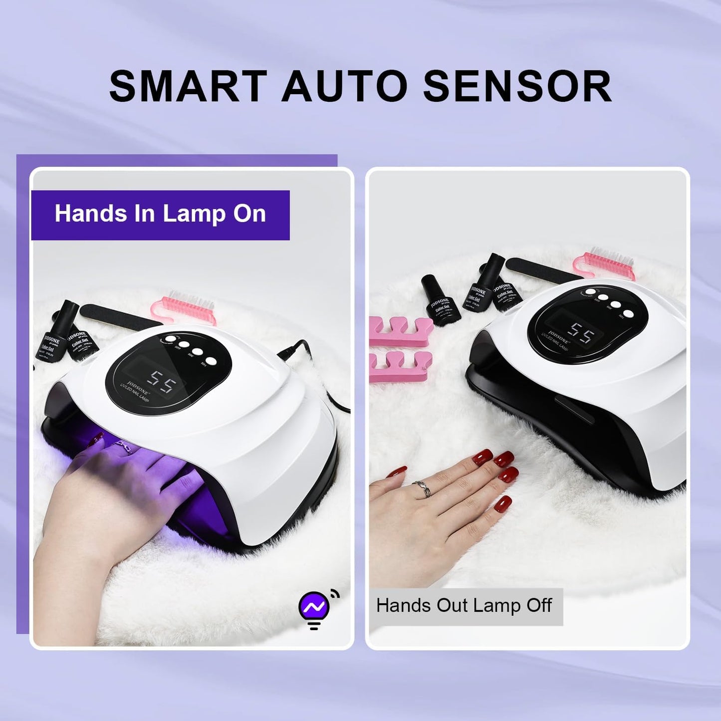 JODSONE Professional U V Nail Lamp with Phone Holder Automatic Sensor and 4 Timers Features 57 Bulbs Nail Lamp for Art Design