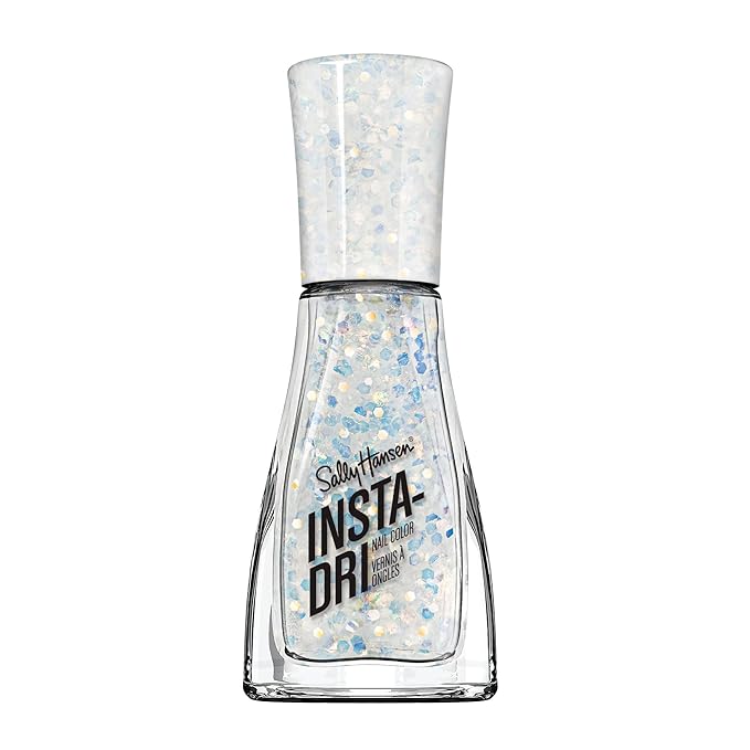 Sally Hansen Insta-Dri Nail Polish | Quick Dry, Long Lasting, Streak-Free Shine | Sheer, Shimmer | 104 Twinkle, Twinkle | White Glitter Nail Color