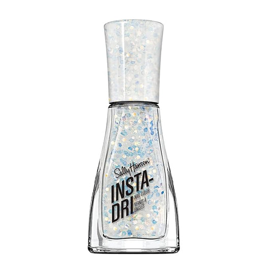 Sally Hansen Insta-Dri Nail Polish | Quick Dry, Long Lasting, Streak-Free Shine | Sheer, Shimmer | 104 Twinkle, Twinkle | White Glitter Nail Color