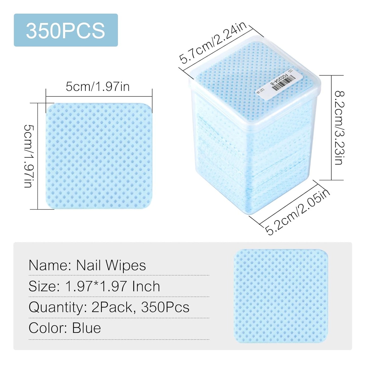 Lint Free Nail Wipes 350Pcs Nail Polish Removal Wipes Disposable Non-Woven Nail Cotton Pads Super Absorbent Eyelash Extension Glue Cleaning Wipe Nail Salon and Home Use, Blue