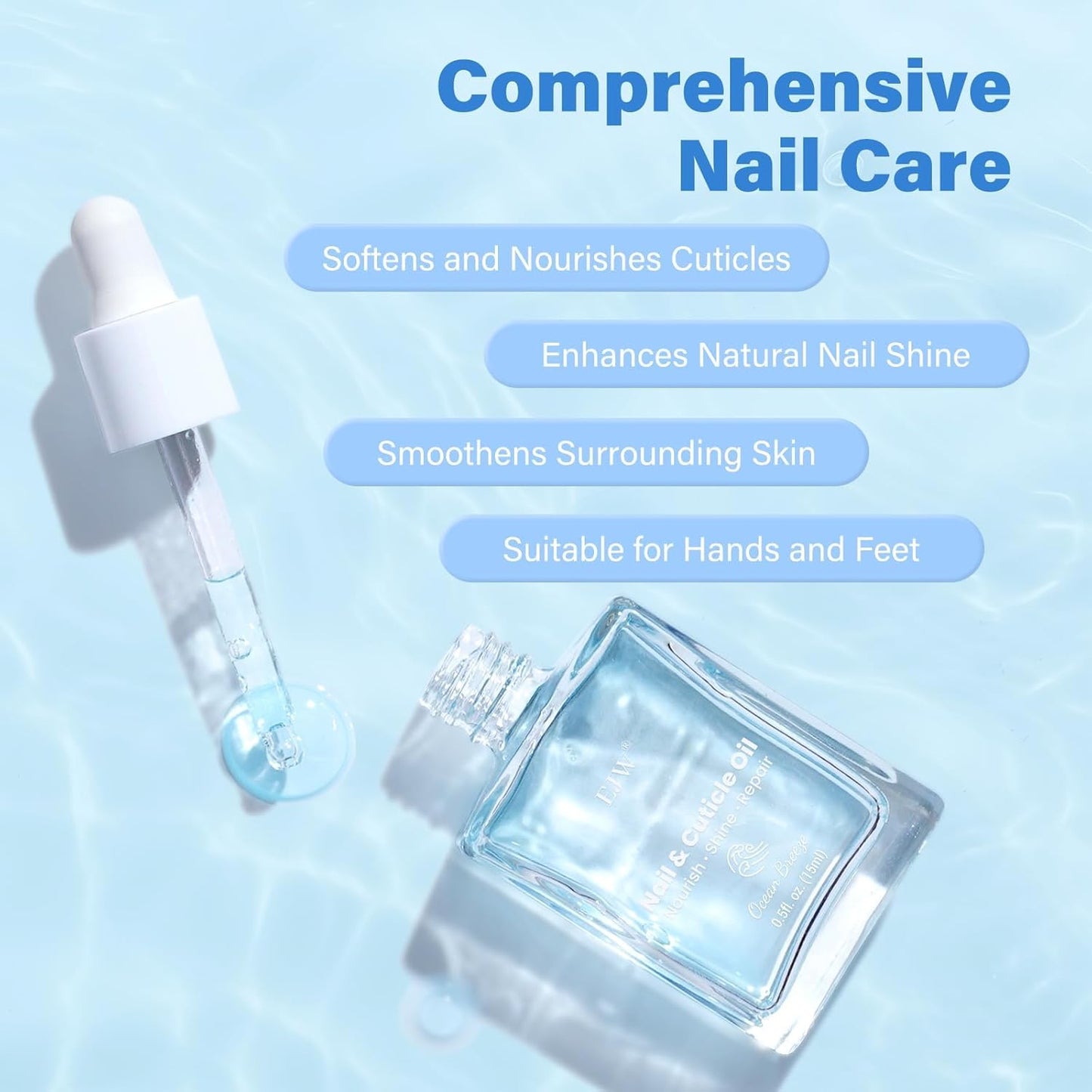 EJW Cherry Blossom Cuticle Oil for Nails, Hydrating, Moisturizing, Scented Nail Oil Cuticle Care, Infused with Jojoba & Coconut Oil, Moisturizes & Conditions, 0.5 fl. oz