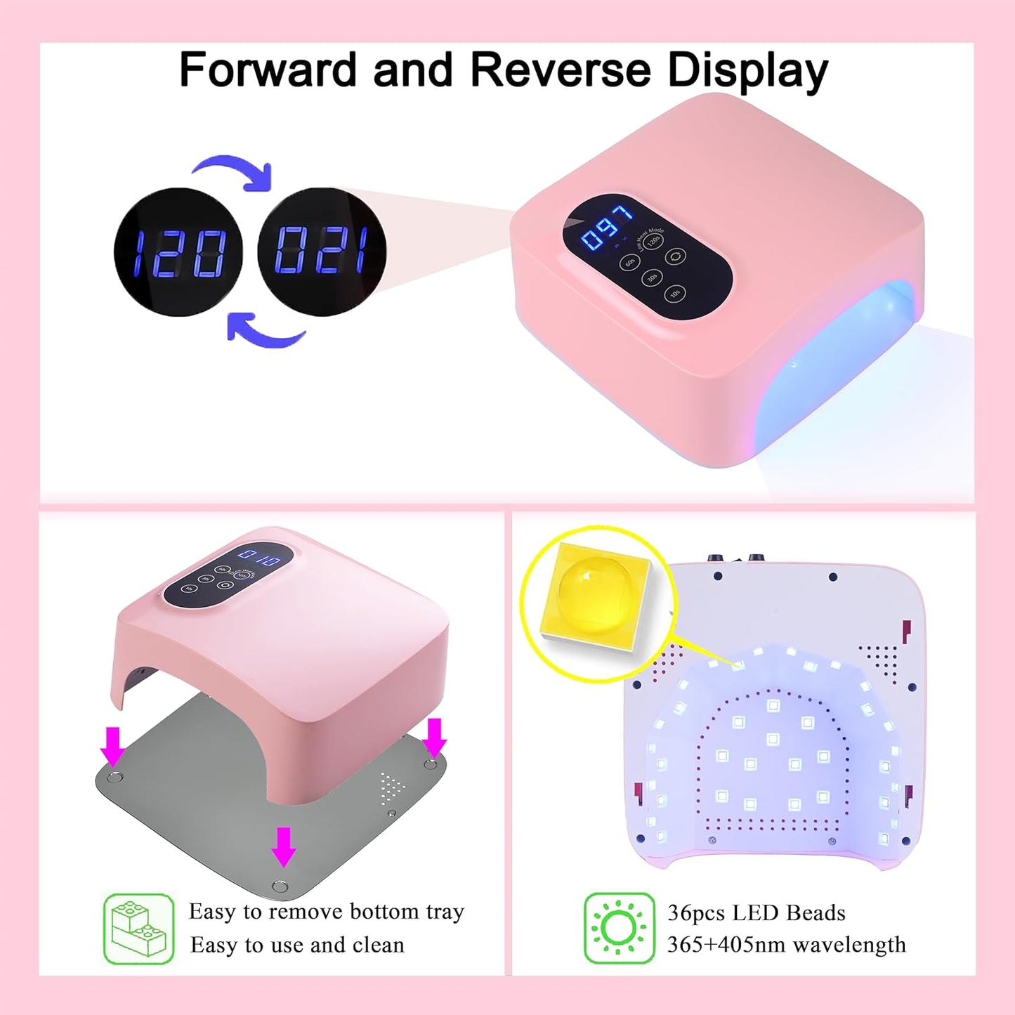 𝐔𝐩𝐠𝐫𝐚𝐝𝐞𝐝 72W Cordless Led Nail Lamp, Rechargeable Nail Dryer, Portable Gel UV Led Nail Light with Metallic Reflector Base, Professional Gel Curing Lamp with 4 Timer Setting for Home and Salon