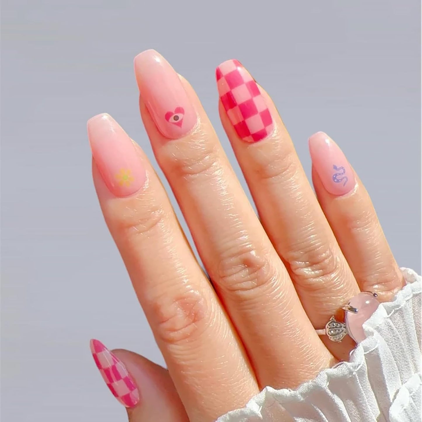 Semi Cured Gel Nail Strips - Trendy Nail Polish Wraps Works with Any UV Lamp - Long Lasting Easy Salon Manicure - 24pcs with 2 Prep Pads, Nail File & Cuticle Stick (Wild Card)