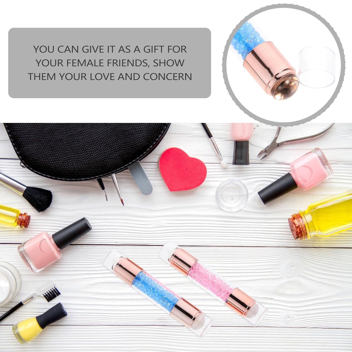 2pcs Nail Art Stampers, Dual-Headed Silicone Nail Stamping Tools, for DIY Manicure, Salon and Home Use, Easy to Clean, Reusable, Create Unique Nail Designs