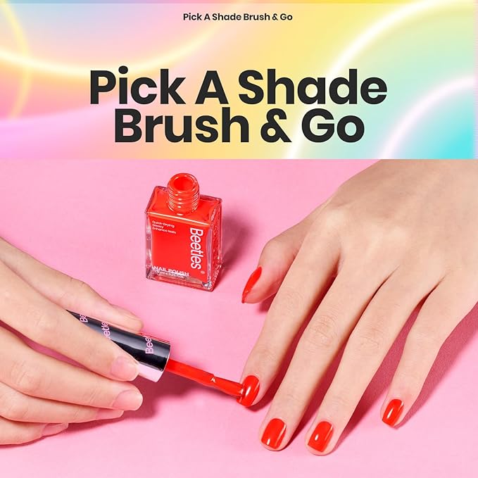 Beetles Quick Dry Neon Nail Polish Set - Glitter Rainbow Nail Polish Set 12 Colors Regular Air Dry Fingernail Polishs Pack for DIY Nail Art Salon Home Women Christmas Gift