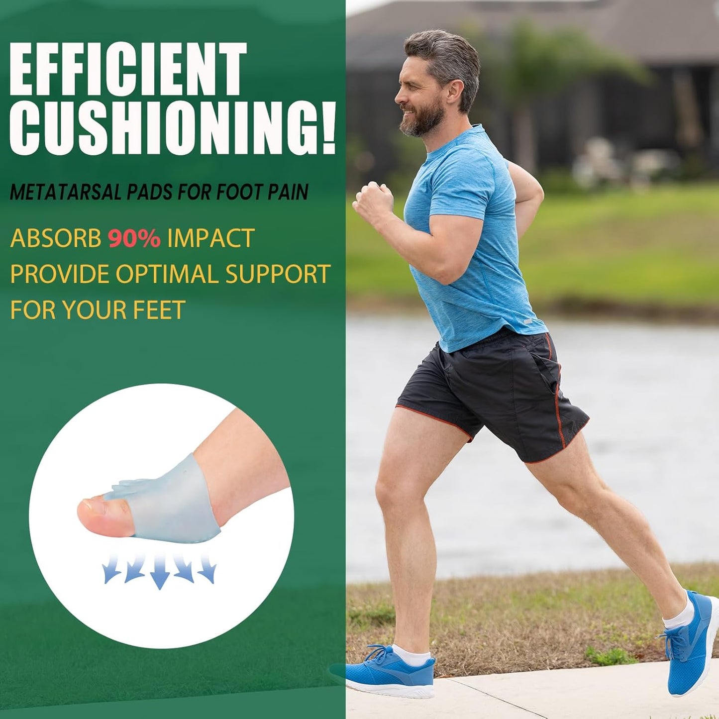 Toe Separators & Metatarsal Pads for Women & Men – 4Pcs Ball of Foot Cushions for Pain Relief, Morton’s Neuroma Relief, Toe Spacers for All-Day Walking or Long Standing