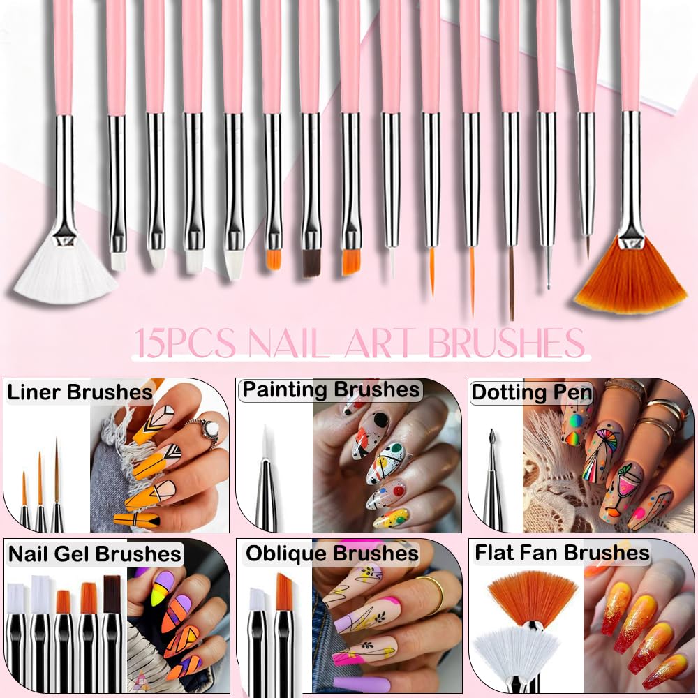 Nail Art Tools 30Pcs Set,Nail Art Pens Brush Resin Nail Art Palette,Nail Dotting Tools, Striping Nail Art Brushes for Long Lines,Nail Drawing Pen Dotting Pen Tools Nail Art Kit for Nail Art DIY
