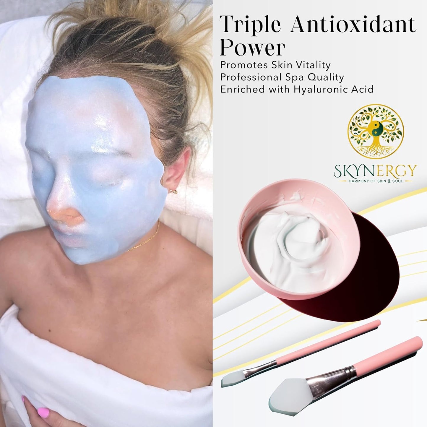 Hyaluronic Acid Jelly Mask - Professional Grade HydroGlo facials professional Peel Off Face Mask for Skin Hydration, Radiance, Reduced Fine Lines, and Pigmentation | 30 fl oz
