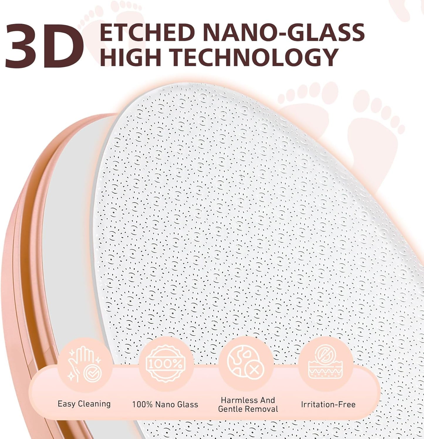 BALUCA Glass Foot File Callus Remover for Feet - Nano Glass Foot Scraper Scrubber Dead Skin Removal for Cracked Heels,Professional Pedicure Tool for Home, Salon, and Travel (Apricot)