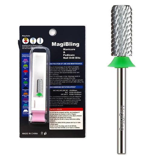 Professional Small Barrel Nail Drill Bits Flat Top, 3/32'' Safety Tungsten Carbide Bits, Two-Way Rotation, Soft and Hard Gel Removal Polishing, Tech and Beginner Bits, Coarse.