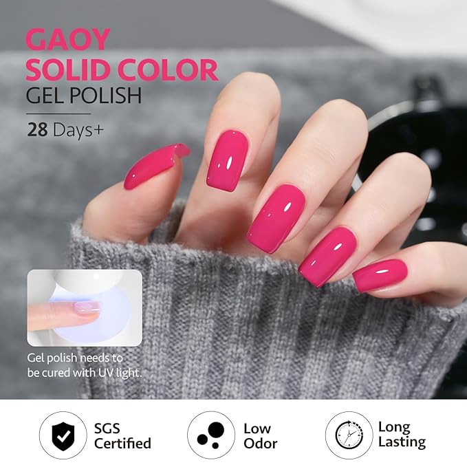 GAOY Pink Gel Nail Polish, 16ml Soak Off Gel Polish, UV Light Cure for Nail Art DIY Manicure at Home, 2040 Bubblegum Pink