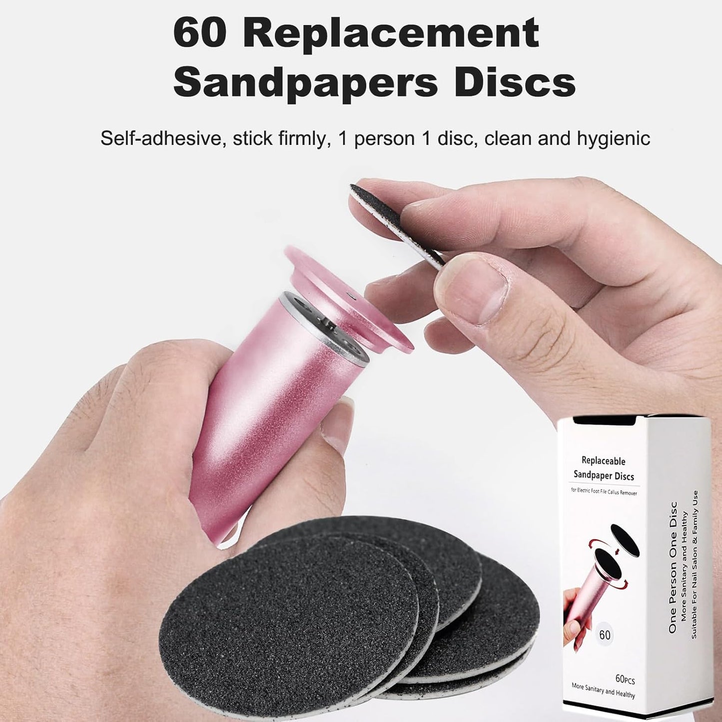 Electric Callus Remover for Feet Adjustable Speed, Powerful Foot Scrubber Electric Foot Callus Remover Heel File with 60PCS Sanding Discs Pedicure Tools for Feet Dead Skin Foot Grinder, Pink