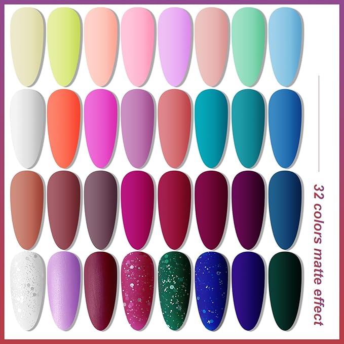 JODSONE Gel Nail Polish Kit with U V Light 32 Colors Gel Polish Set Soak Off Nail Kit Nail Art Salon or Home DIY Manicure Tools Gifts for Women