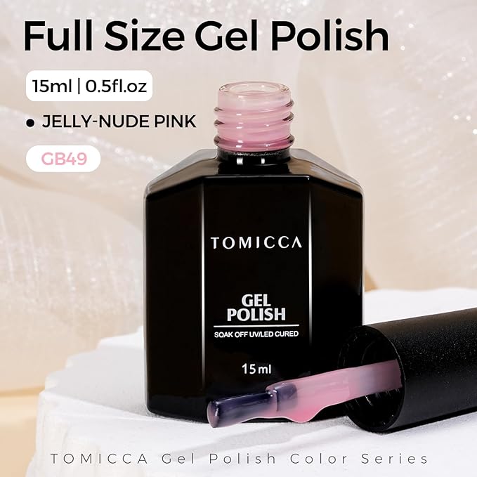 TOMICCA Pink Gel Nail Polish - Clear, Nude, Sheer Translucent Colors - UV Jelly Gel Nail Polish for French Manicure DIY