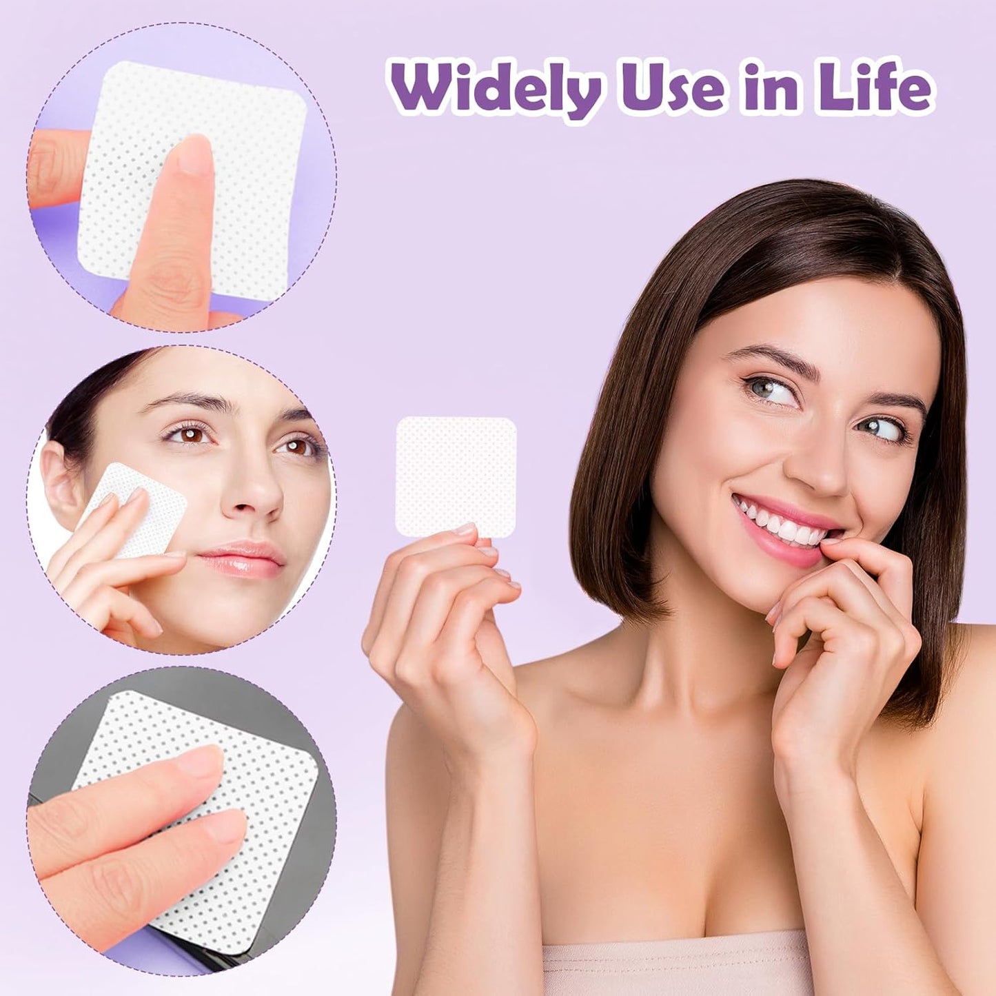 1080 + 3 Pcs Lint Free Nail Wipes Kit, Disposable Nail Polish Remover Pads Non-Woven Nails Eyelash Extensions Wipes, Nail Polish Remover Wipes with 200 ML Bottle, 2 Pcs Cuticle Pusher (White)