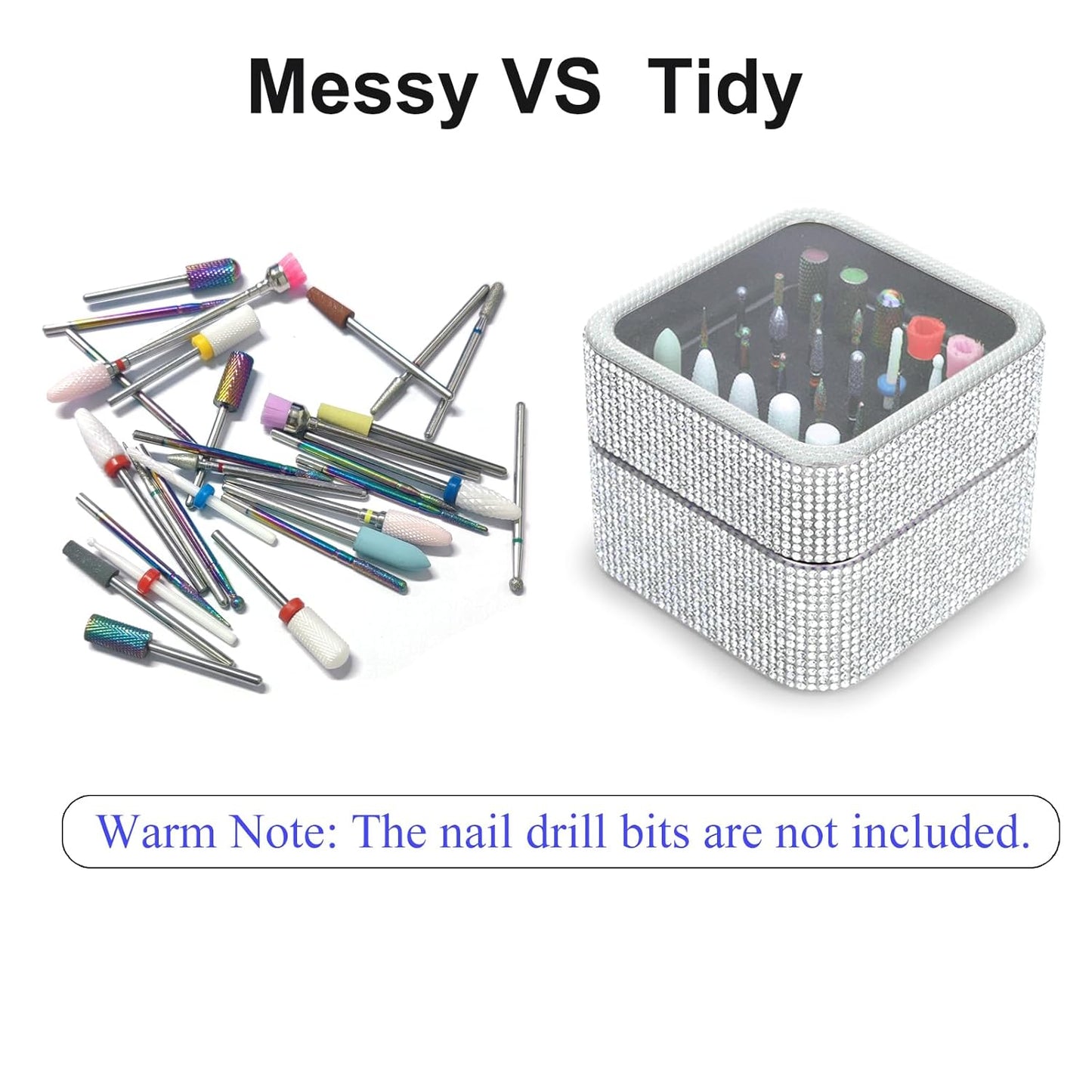 Nail Drill Bits Holder Case- 30 Holes Dustproof Rhinestone Nail Bits Box Efile Displayer Organizer Container for Manicure Tools