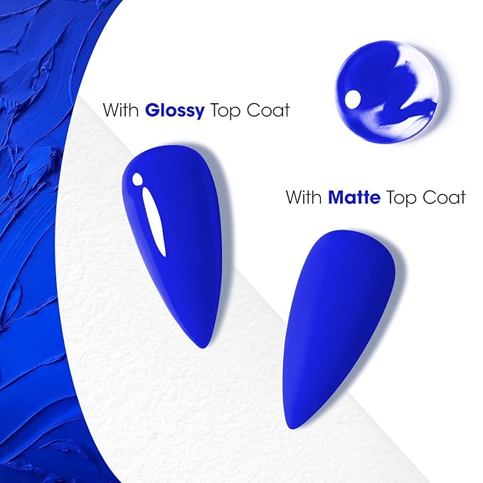Gellen Blue Gel Nail Polish, 18ml Soak Off High Glossy Gel Polish for Nails, Need Cured Under UV light for Salon at Home DIY