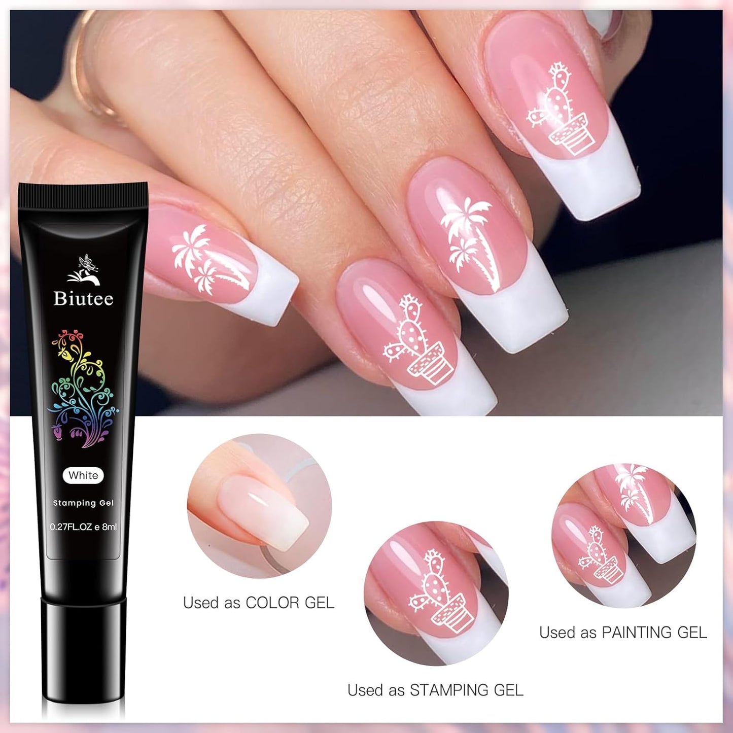 Biutee Nail Stamper Kit 22Pcs Gel Nail Stamping Kit 12Pcs Nail Stamping Plates 8Pcs Gel Stamping Polish, Silicone Stamper Scraper Flower Lace Holiday Stamp Template Halloween Christmas Gift for Women