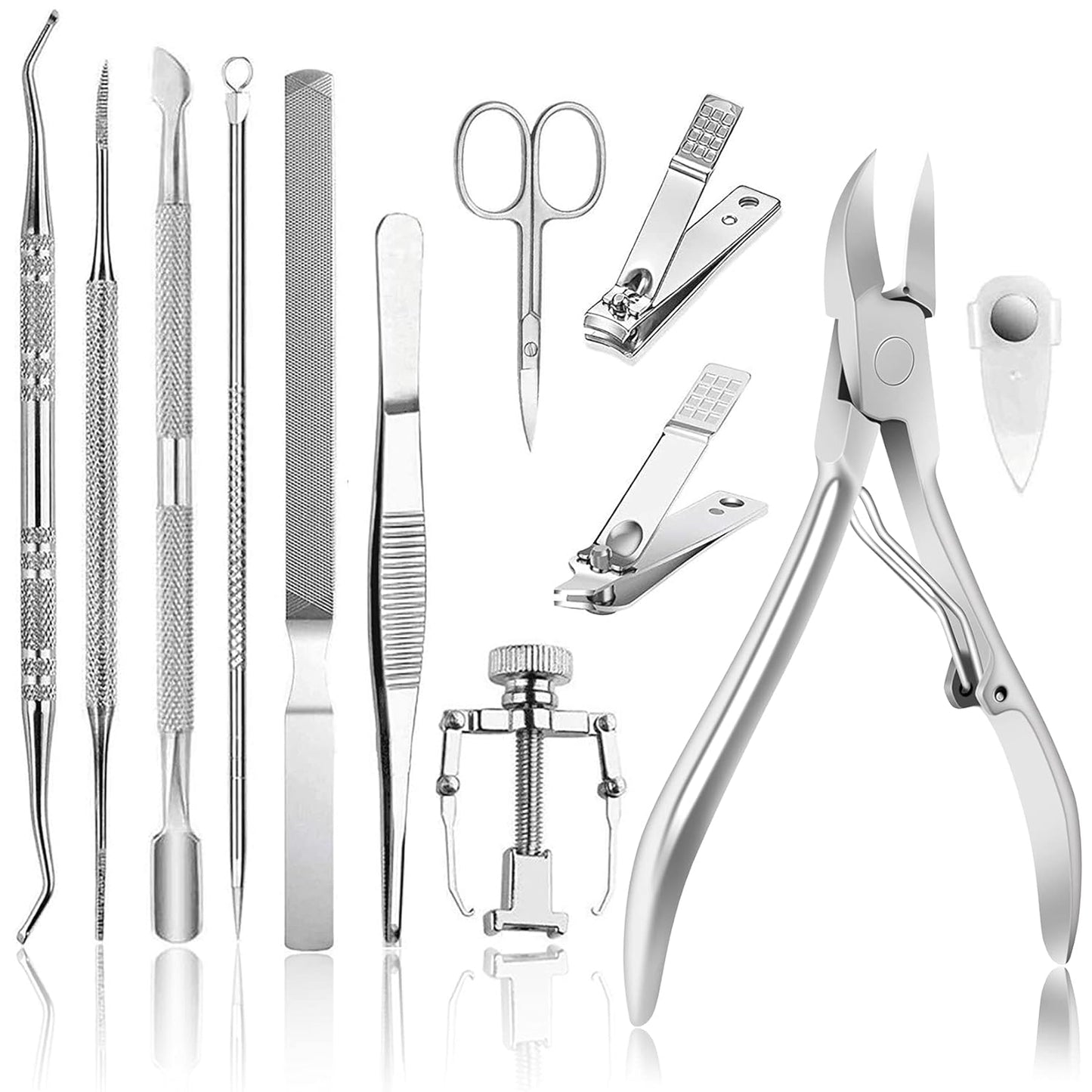 JTIEO Toenail Clippers 12-Piece Nail Treatment Foot Tool, Ingrown Toenail Removal Correction Clippers, Surgery Grade Nail File Lifter, Professional Pedicure Tool.