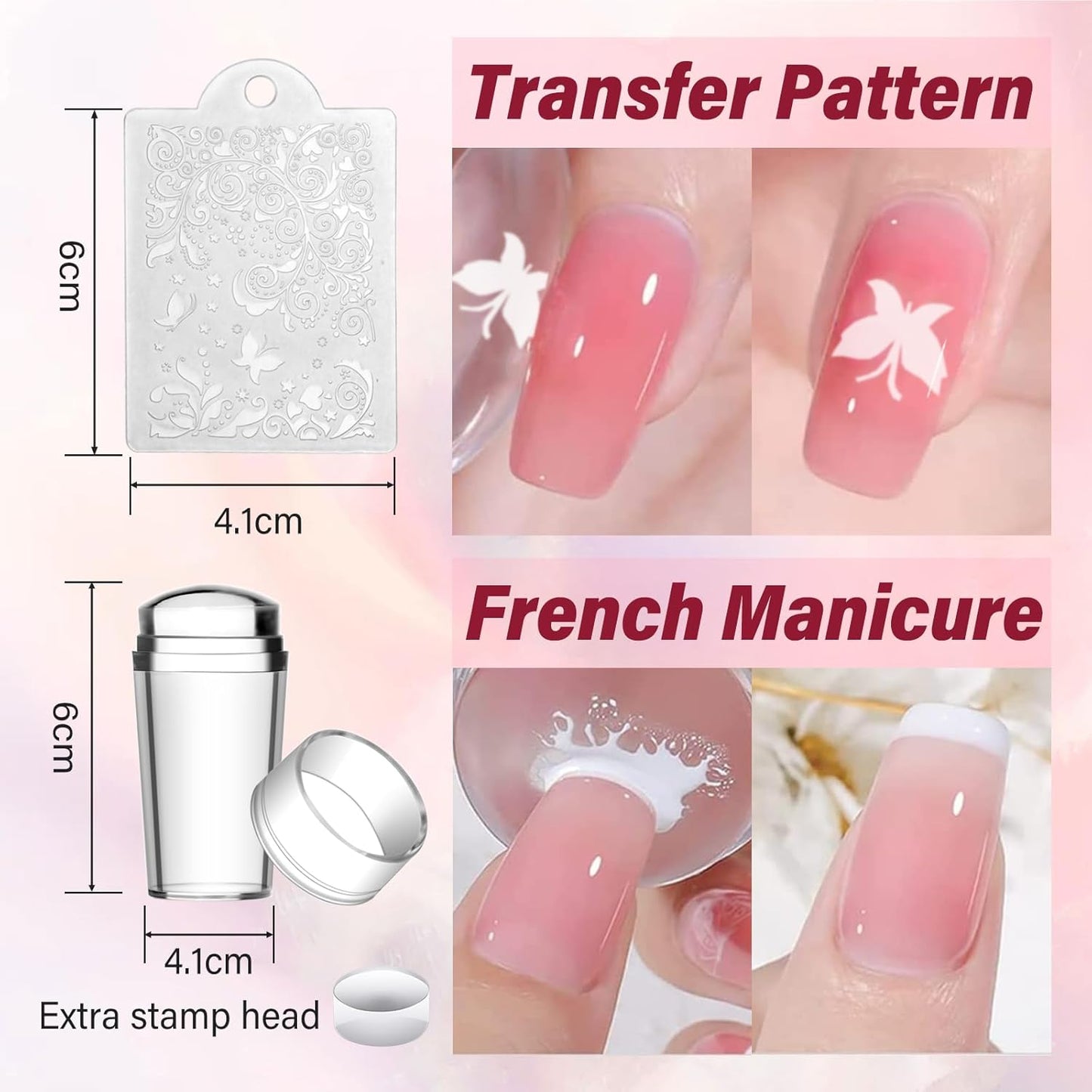 Biutee Nail Stamping Kit 2Pcs Nail Art Stamping Plates 4Pcs Stamping Gel Polish French Tip Nail Stamp Kit 110 Patterns with Silicone Stamper Scraper Large Lace Stamp Template Christmas Gift for Women