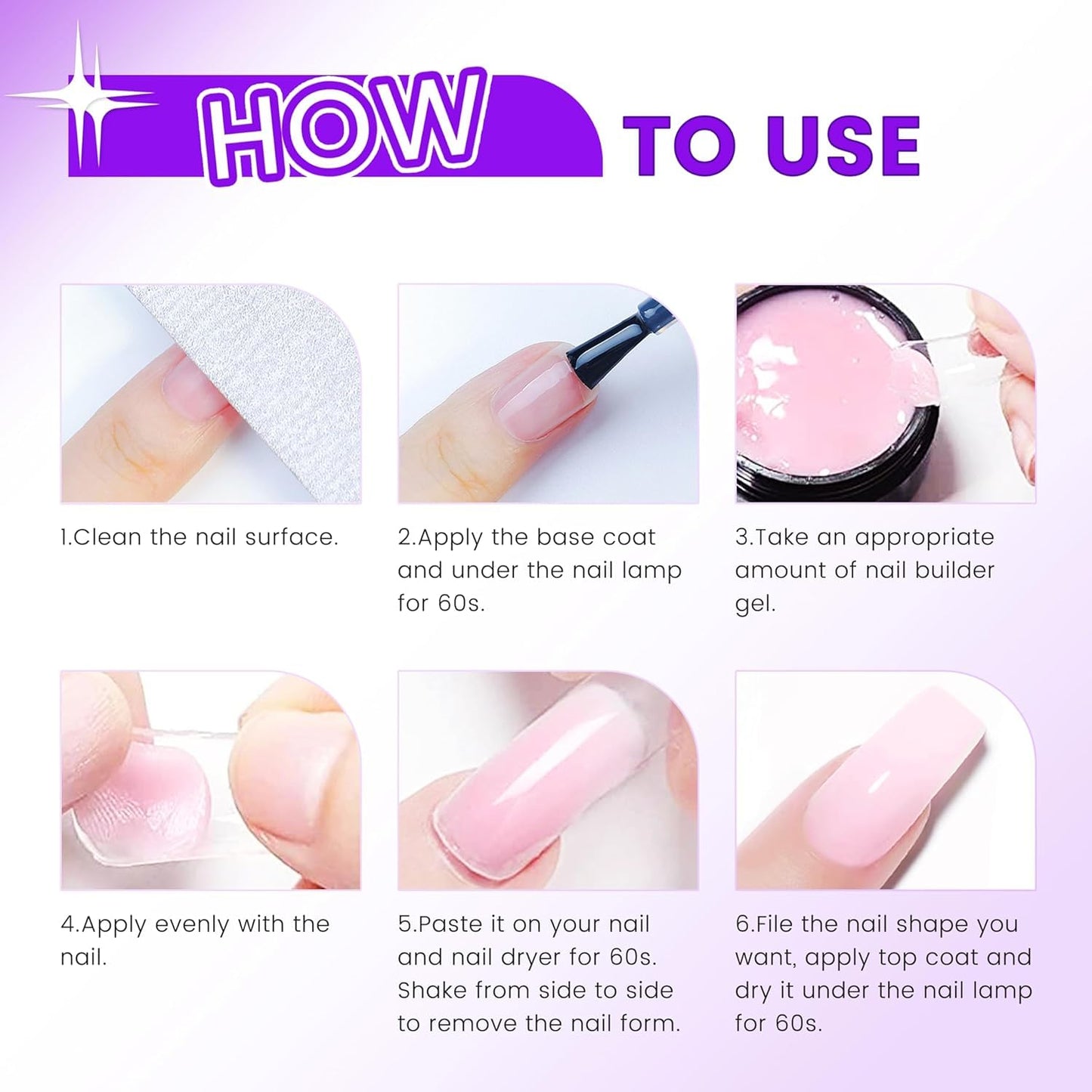 AIJIMEI Solid Builder Gel Kit With Manicure Tools for Nails 15ML 4IN1 NailExtensionGel UV & LEDGel forNails Long-Lasting NailExtension Gelfor NailsManicure DIY at Home (SOLID-GEL-A2)