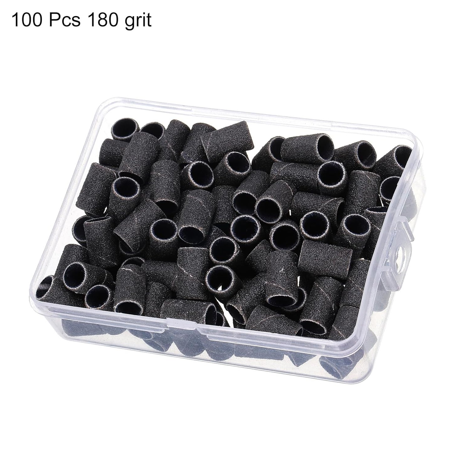 HARFINGTON 100pcs Small Sanding Bands 180 Grit for Nail Drill Bits Mini Sanding Band for Nails Gel Manicures Black