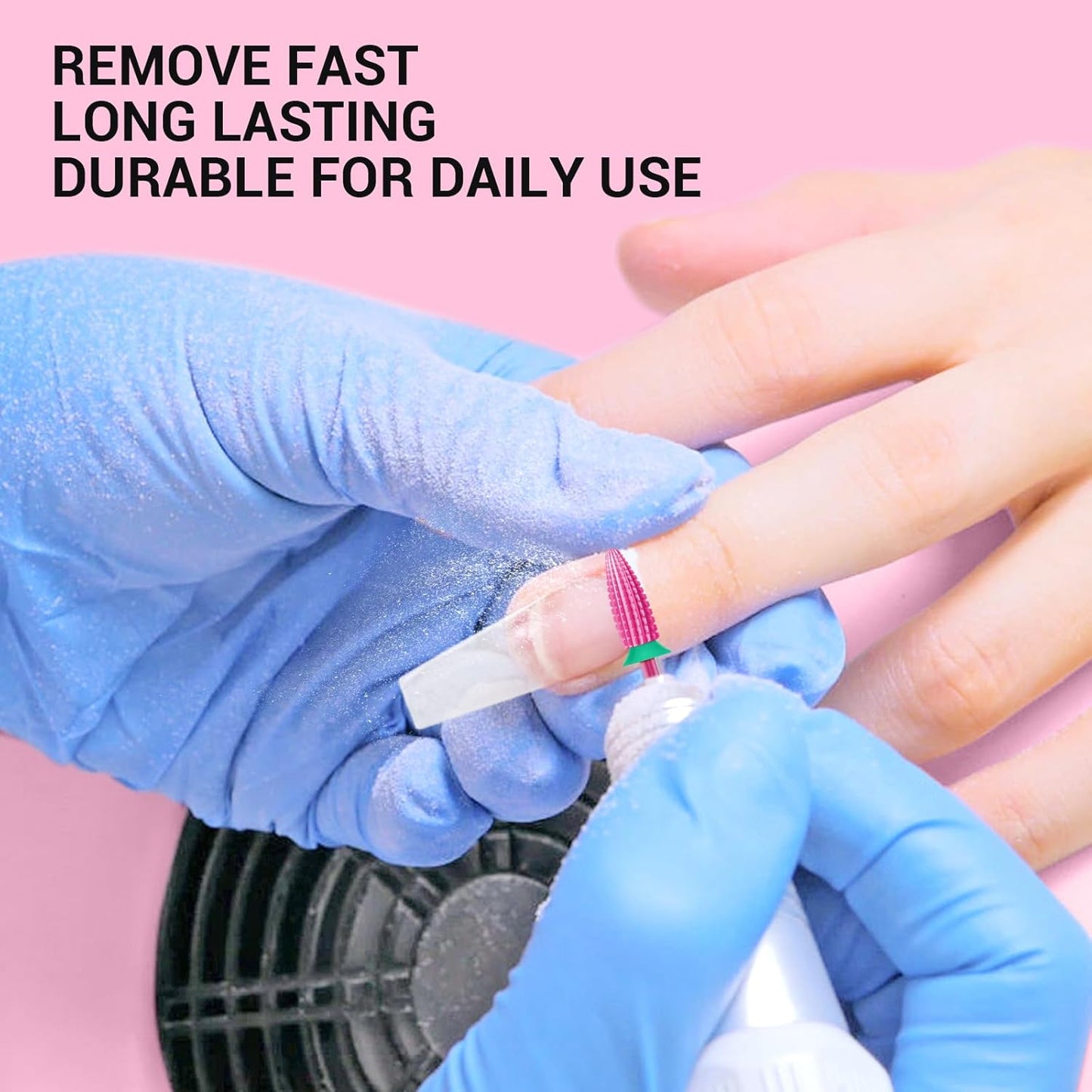 MelodySusie Typhoon Nail Drill Bits, 3/32'' Carbide Tungsten Multi-function Bits, Fast Remove Acrylic or Hard Gel for Manicure Pedicure Salon Professional or Beginner, Pink Blossom, Coarse