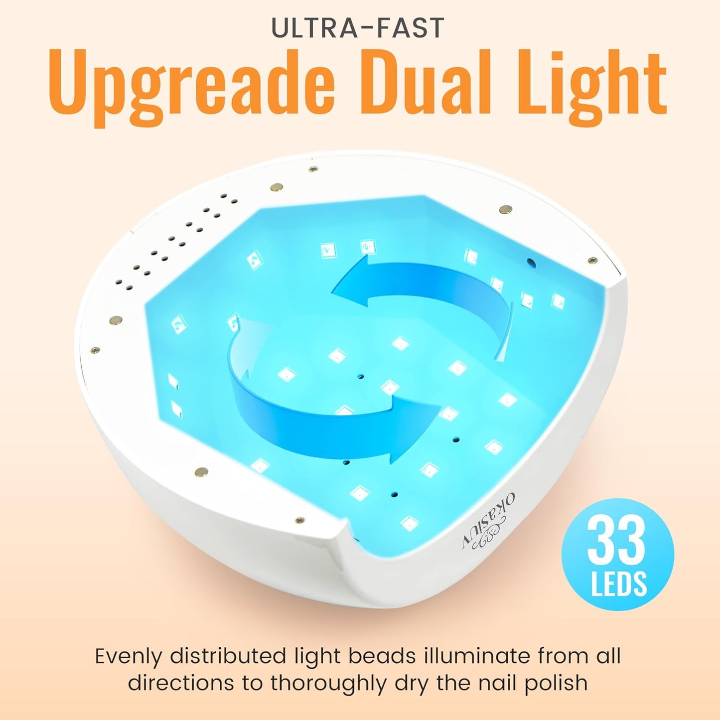 UV LED Nail Dryer with AB Rhinestones - Rechargeable, Touch Screen, 3 Timer Settings, Quick Cure for Gel Polish, Portable for Salon & DIY