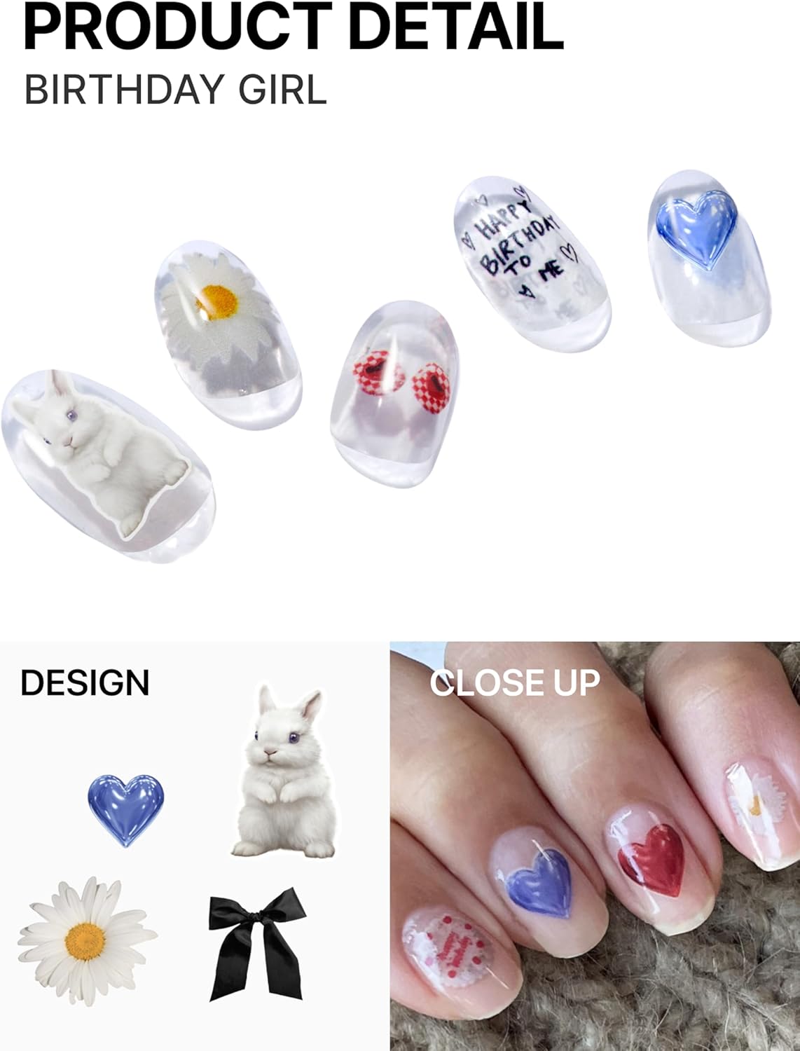 UUUUUU Semi Cured Gel Nail Strips | Salon-Quality | UV Free Gel Nail Wraps for Women | Easy Peel&Stick | Long-Lasting up to 14 Days | 28 Strips Set+File & Wipes | Gift-Ready (UGN105 Birthday Girl)