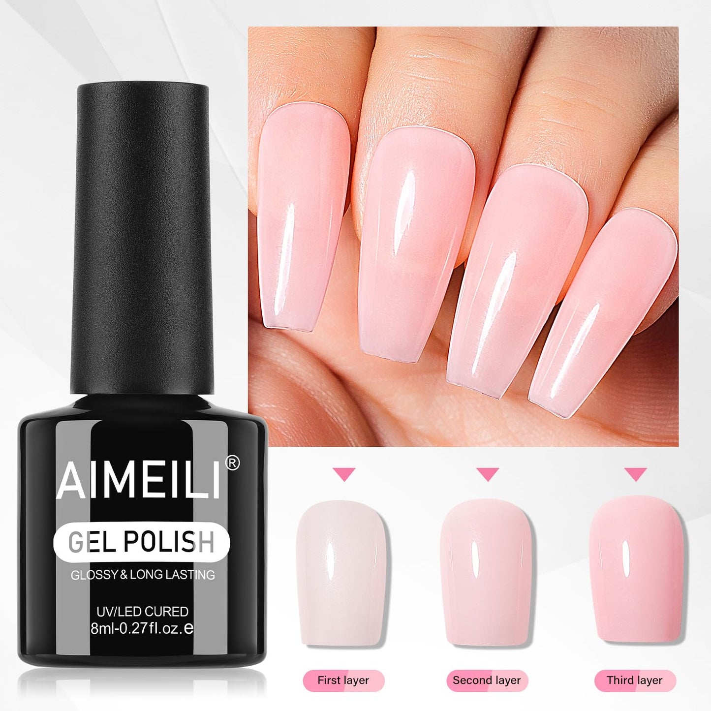 AIMEILI Gel Nail Polish, Hema Free, Cruelty Free, Vegan, Soak Off U V LED Nail Art for Women Girls Manicure Salon DIY Home - 1000 8ml