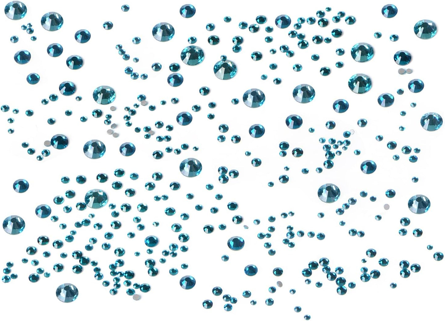 Bymitel 5000 Pieces 6 Mixed Sizes Glue Fix on Glass Rhinestones Round Crystal Gems Flatback for DIY Jewelry Making with one Picking Pen (6-Sizes 5000PCS, Blue Zircon)