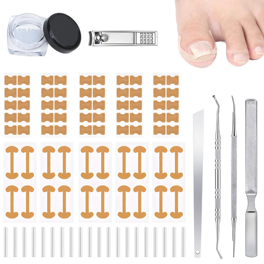 Ingrown Toenail Corrector Set with Correction Strips, Ingrown Toenail Removal Kit, Professional Toenail Tool Kit Includes Breathable Toenail Strips, Ingrown Toenails Pedicure Tool Set for Home Use